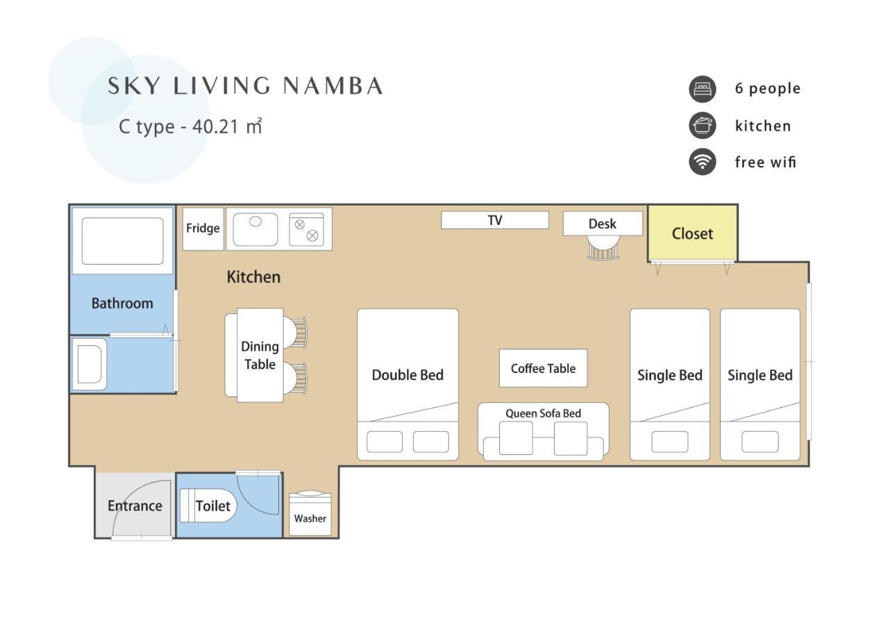 Апартаменти Sky Living Namba Осака Екстер'єр фото
